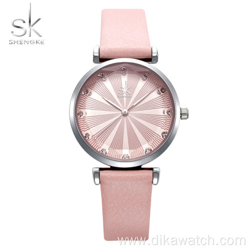 Shengke Women's Watches Luxury Ladies Leather Watches Top Brands Fashion Diamond Watch Bayan Kol Saati Diamond Reloj Mujer 2019